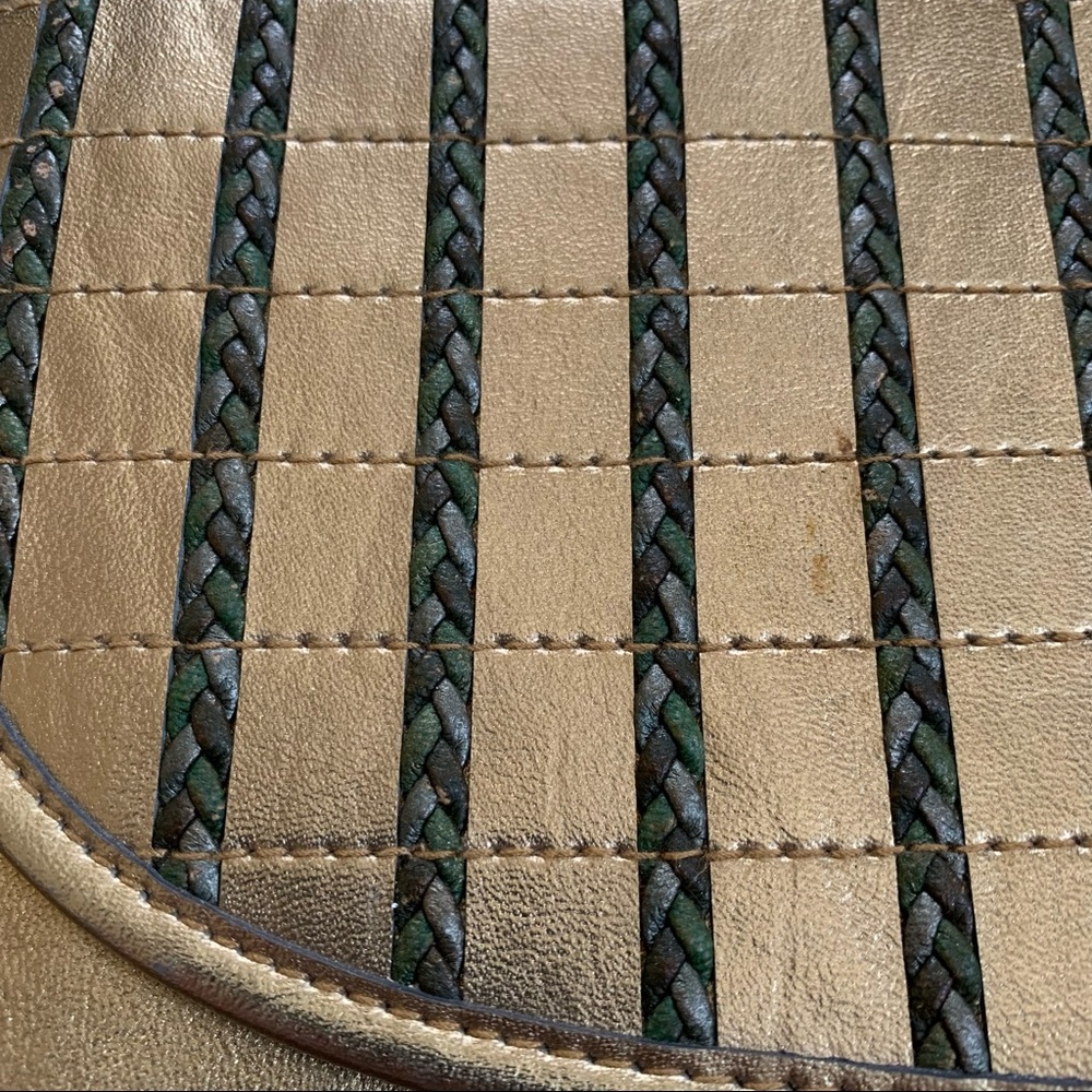 Vintage Gold & Green Braided Handbag Purse Pocketbook - Picture 7 of 15